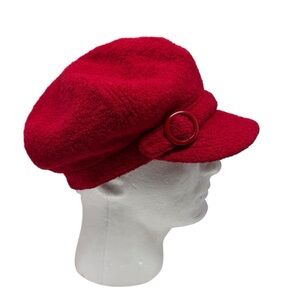 Nine West red wool blend fiddler/newsboy cap /hat women’s one size EUC